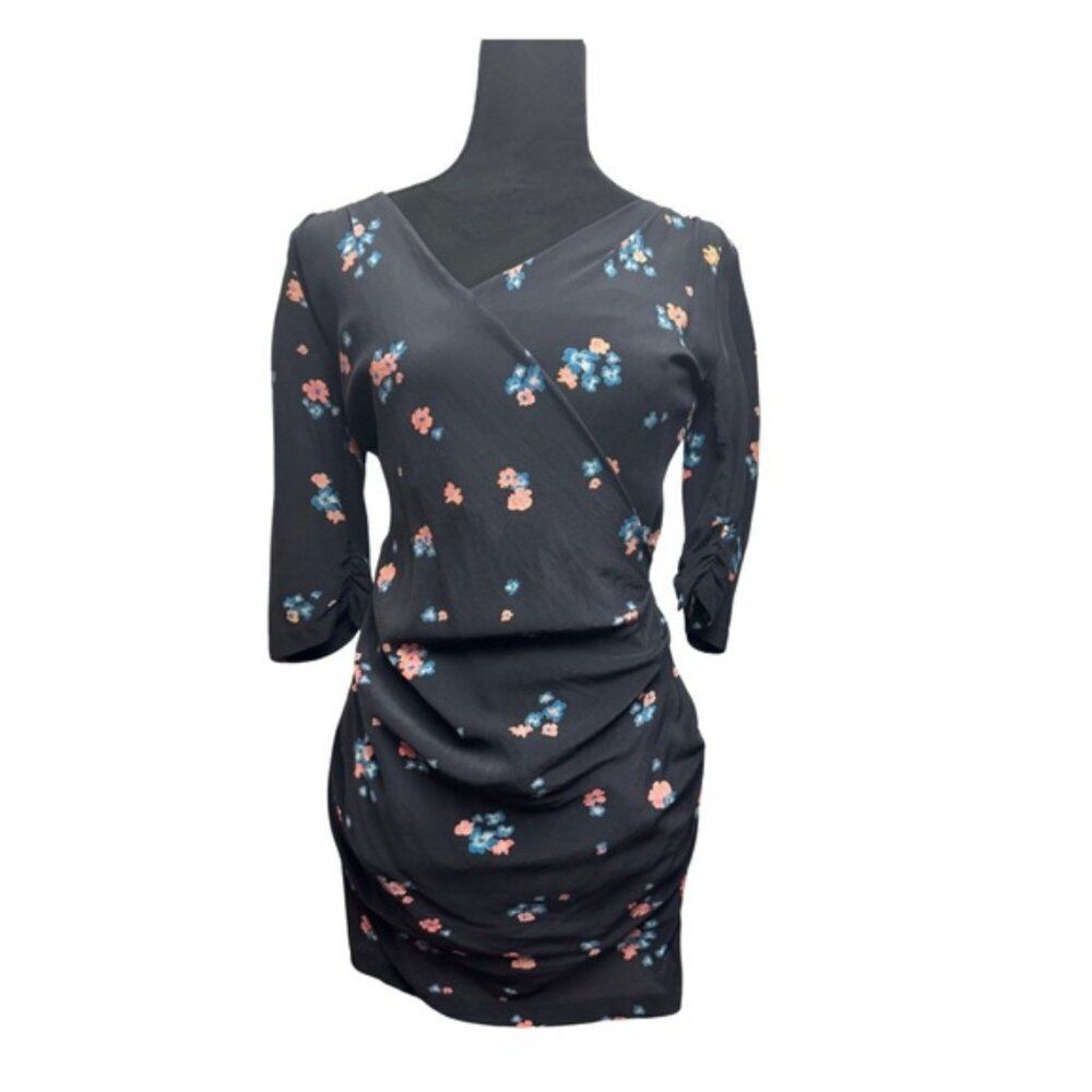 Witchery Floral Silk Dress Navy
